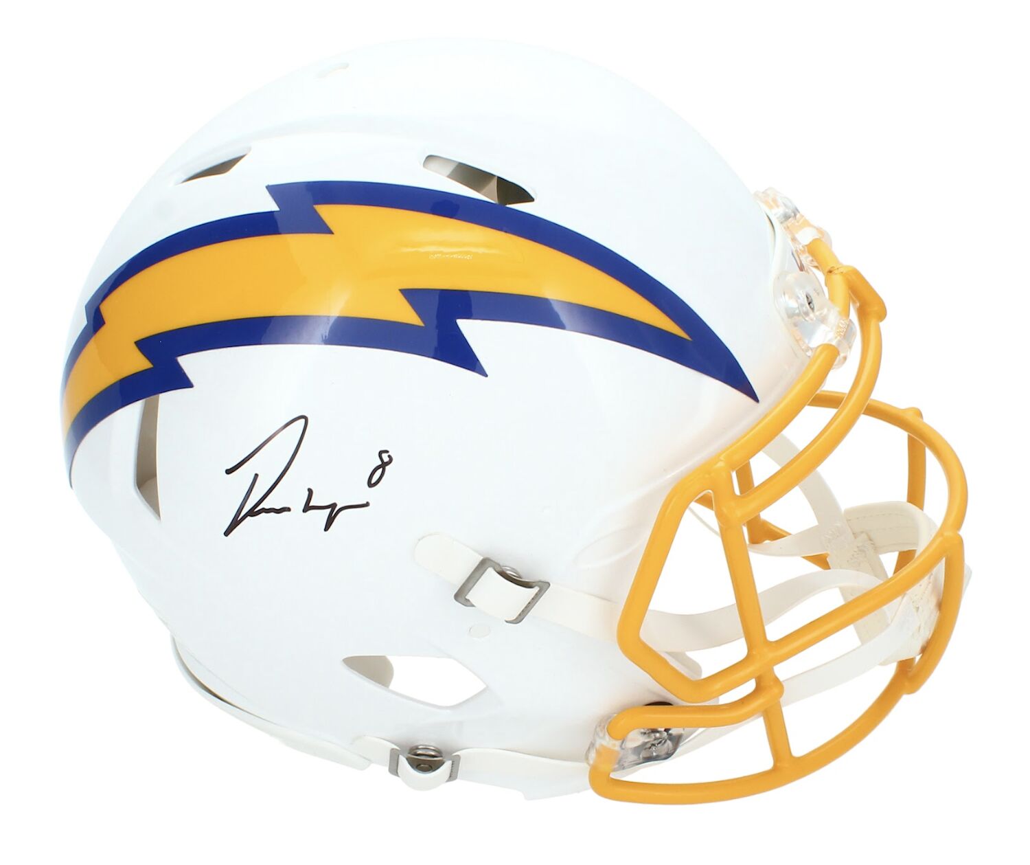 Omarion Hampton Autographed Los Angeles Chargers Color Rush Speed Authentic Helmet Beckett Witnessed