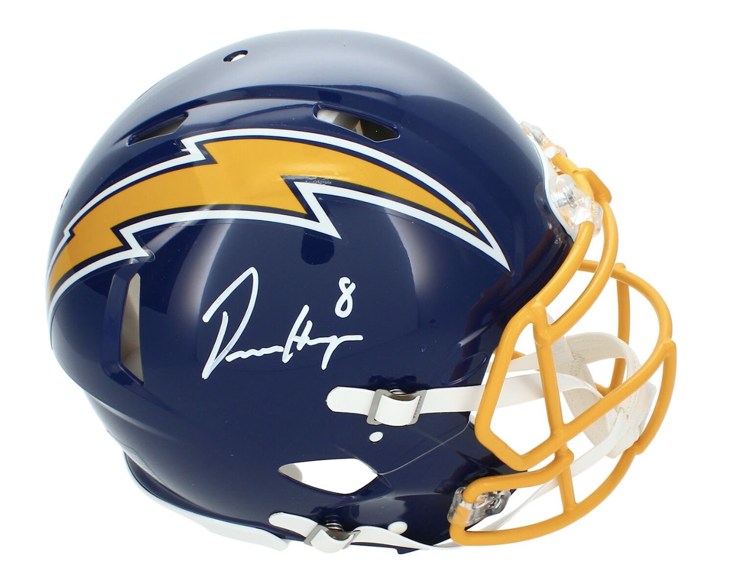 Omarion Hampton Autographed Los Angeles Chargers 1974-87 Throwback Speed Authentic Helmet Beckett