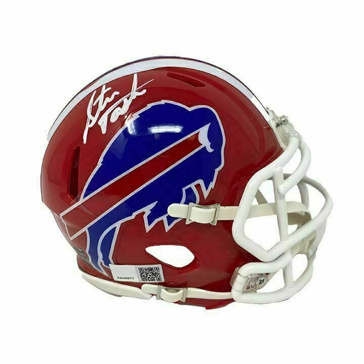Steve Tasker Signed Buffalo Bills Red Throwback Speed Mini Helmet