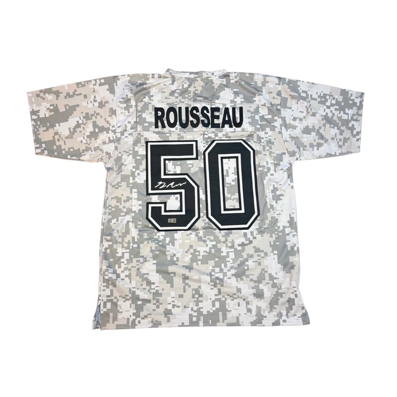 Greg Rousseau Autographed Camo Pro-Style Football Jersey