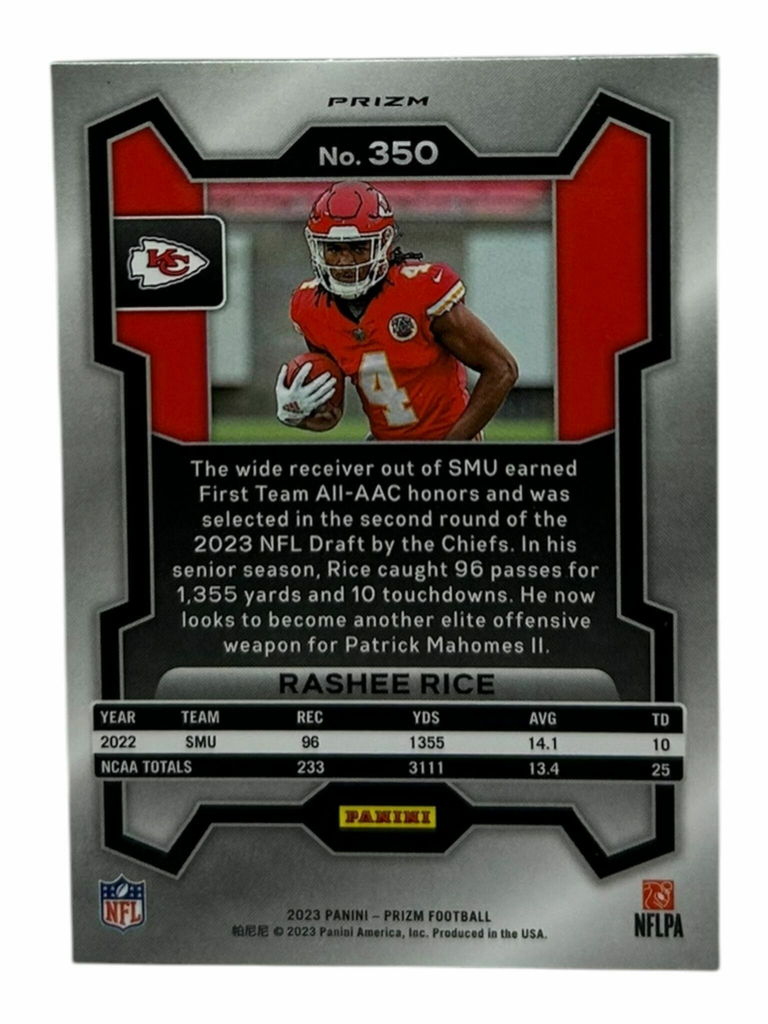 Rashee Rice 2023 Panini Prizm Football Green Wave Rookie Trading Card