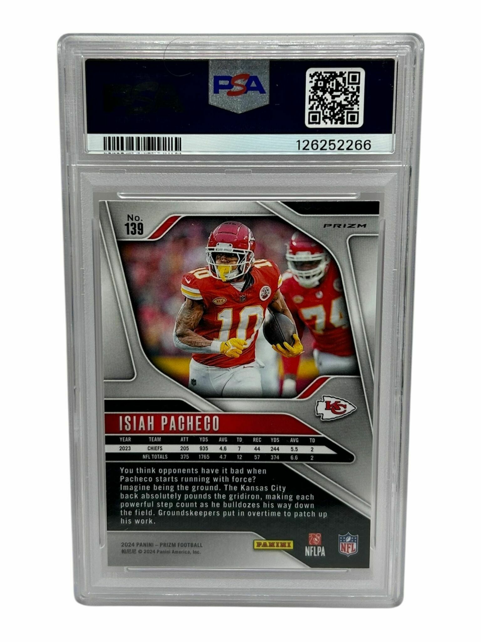 Isiah Pacheco 2024 Panini Prizm Football Red Sparkle Prizm Trading Card - PSA Grade 9 Mint