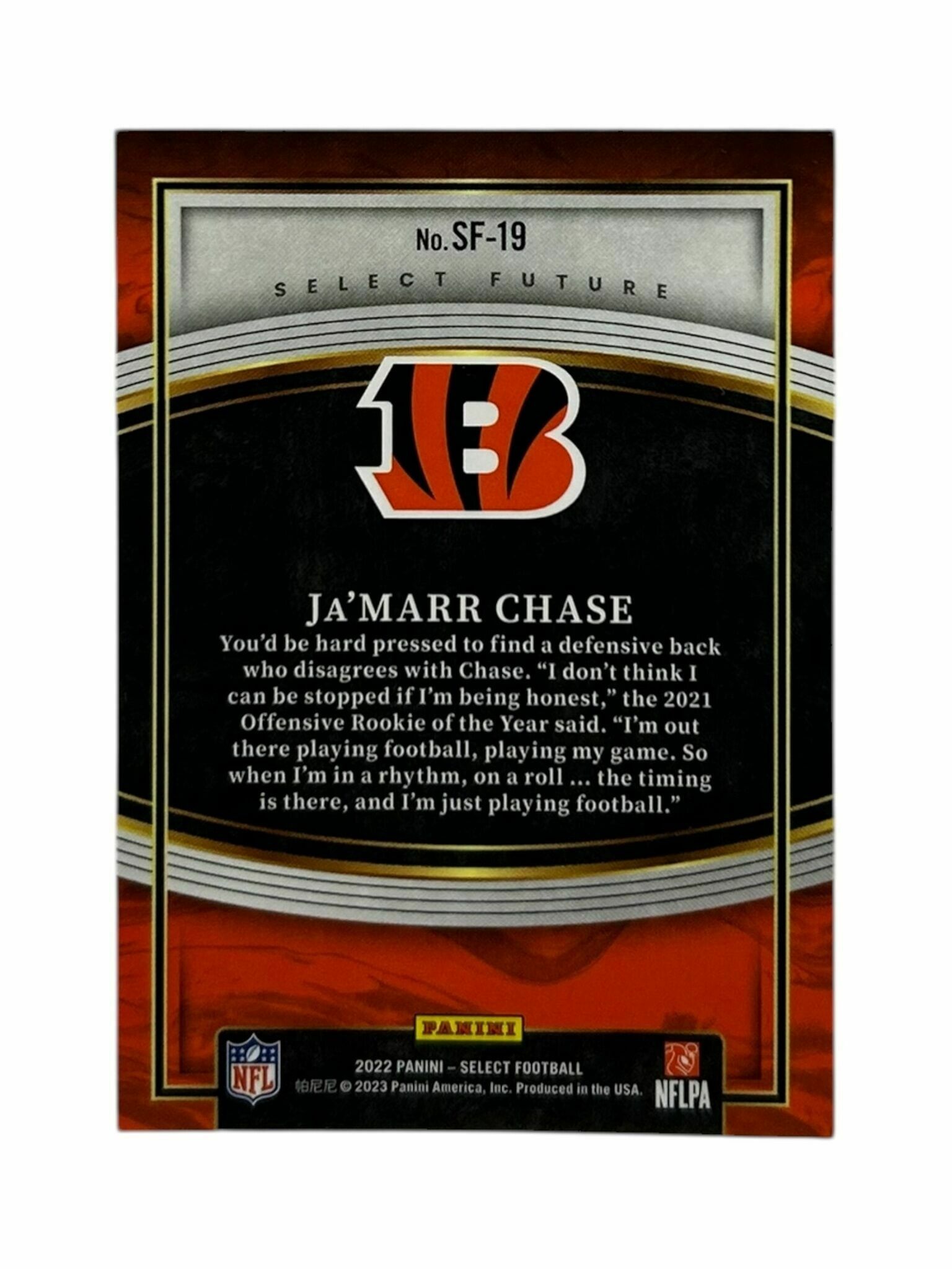 Ja'Marr Chase 2022 Panini Select Football Premier Select Future Trading Card