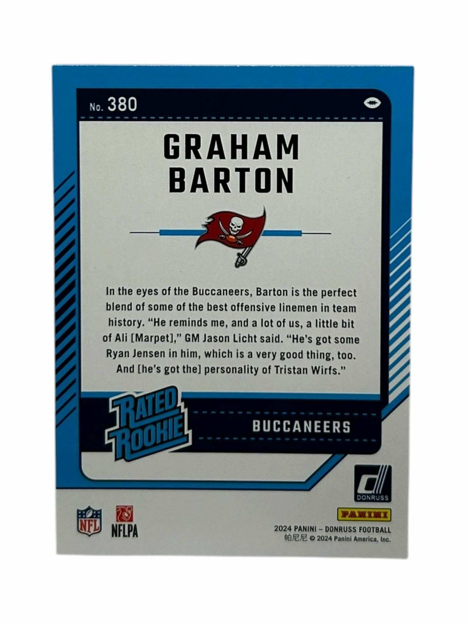 Graham Barton 2024 Panini Donruss Football Blue Press Proof Rated Rookie Trading Card