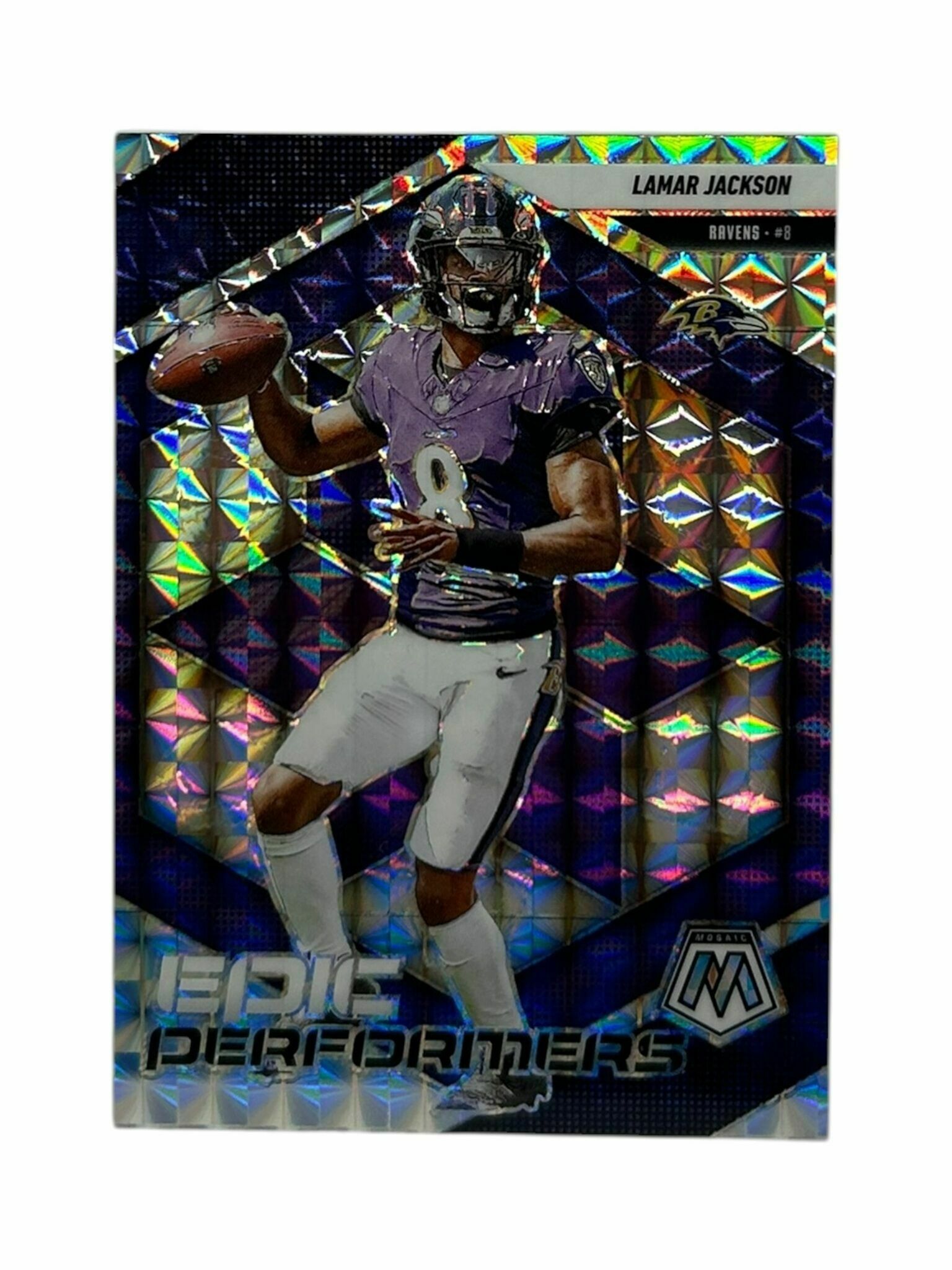 Lamar Jackson 2025 Panini Mosaic Football Epic Performers Mosaic Prizm Trading Card