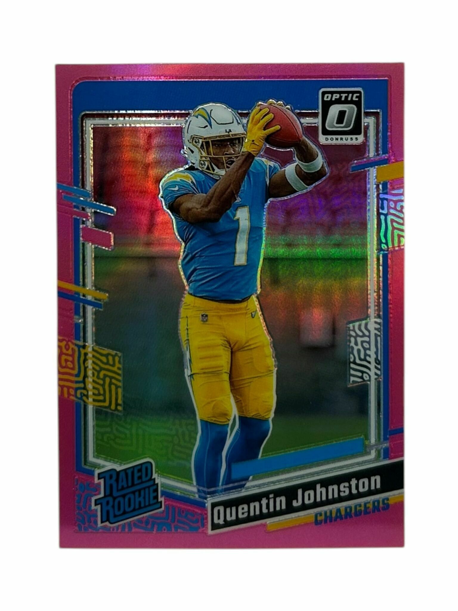 Quentin Johnston 2023 Panini Donruss Optic Football Pink Prizm Rated Rookie Trading Card