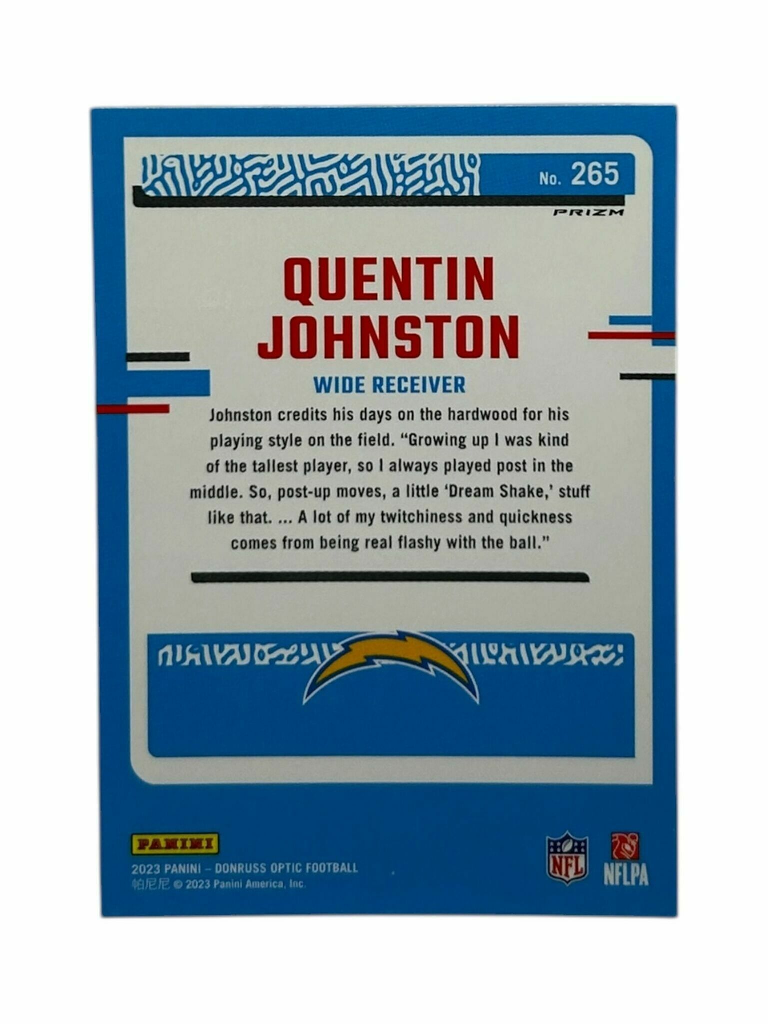 Quentin Johnston 2023 Panini Donruss Optic Football Pink Prizm Rated Rookie Trading Card