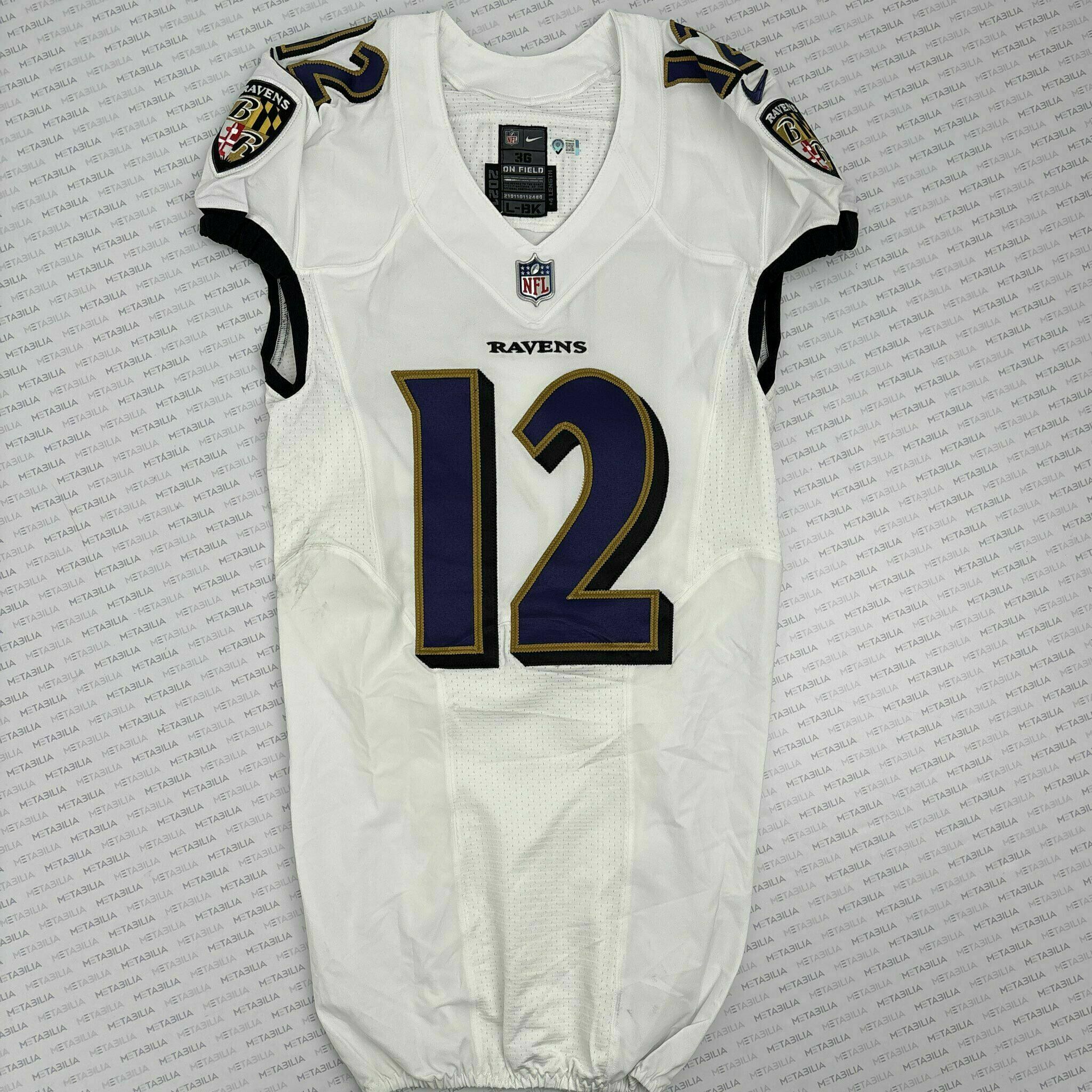 #12 Rashod Bateman Team-Issued White Jersey