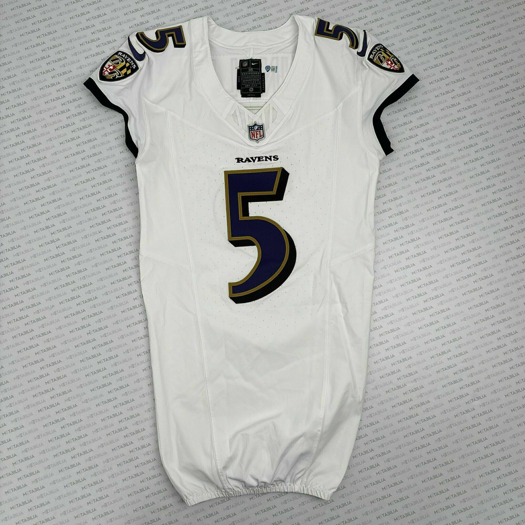 #5 Tyler Huntley Team-Issued White Jersey