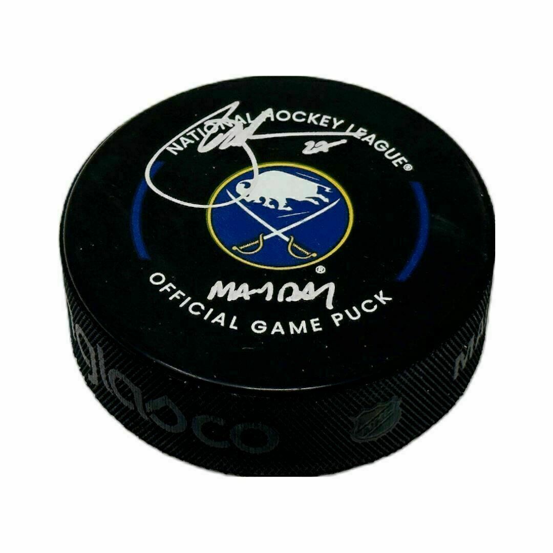 Brad May Signed Buffalo Sabres Official Game Model Hockey Puck with "May Day"