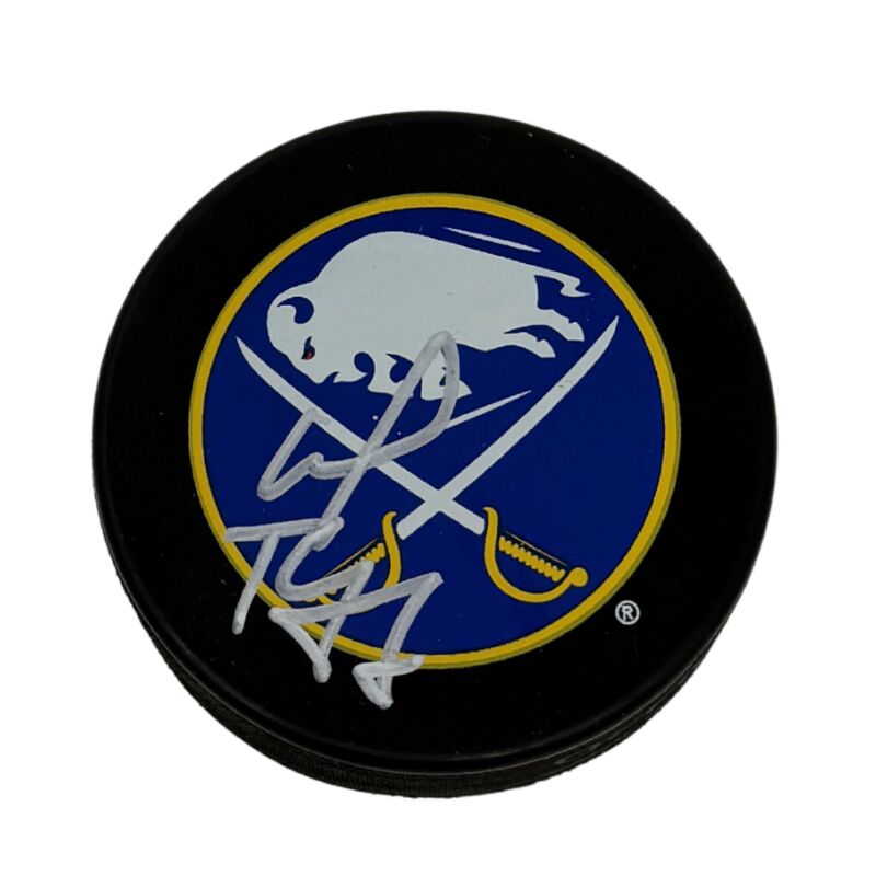 Lindy Ruff Signed Buffalo Sabres Large Logo Hockey Puck