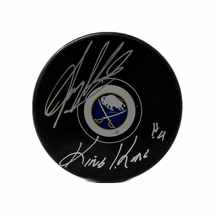 Jerry Korab Signed Buffalo Sabres Small Logo Hockey Puck with "King Kong"