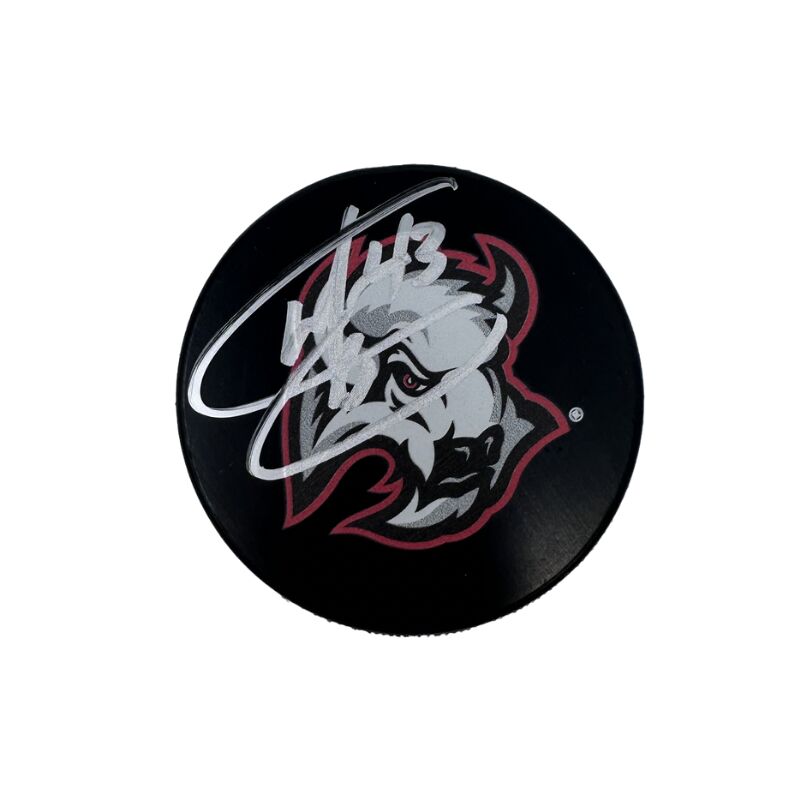 Martin Biron Signed Buffalo Sabres Large Goathead Logo Hockey Puck