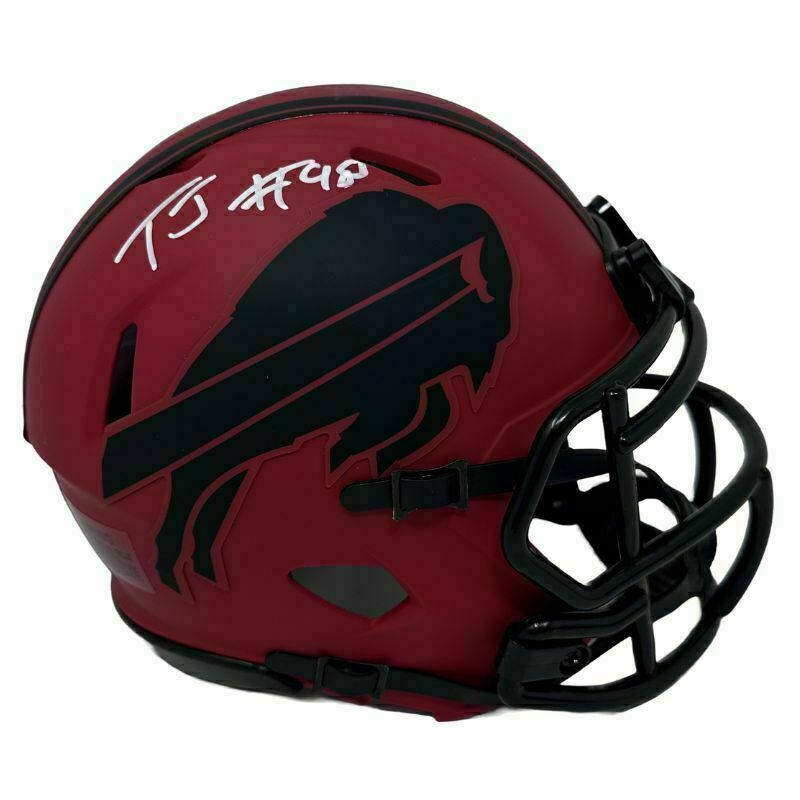 TJ Sanders Signed Buffalo Bills Rave Mini Helmet