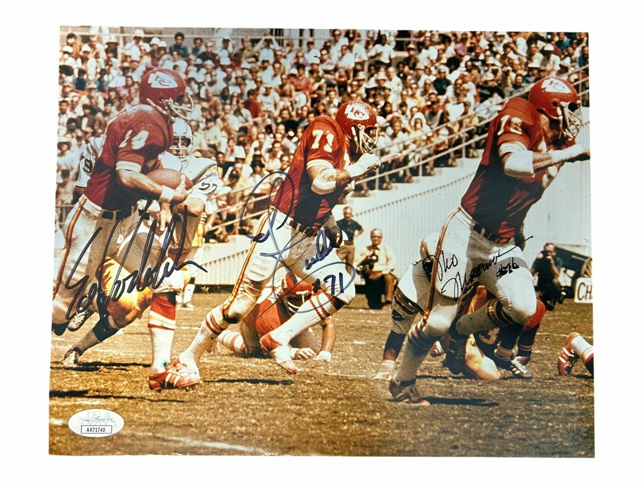 Ed Podolak, Ed Buddie, & Mo Moorman Autographed Kansas City Chiefs 8x10 Photo - JSA Authentic