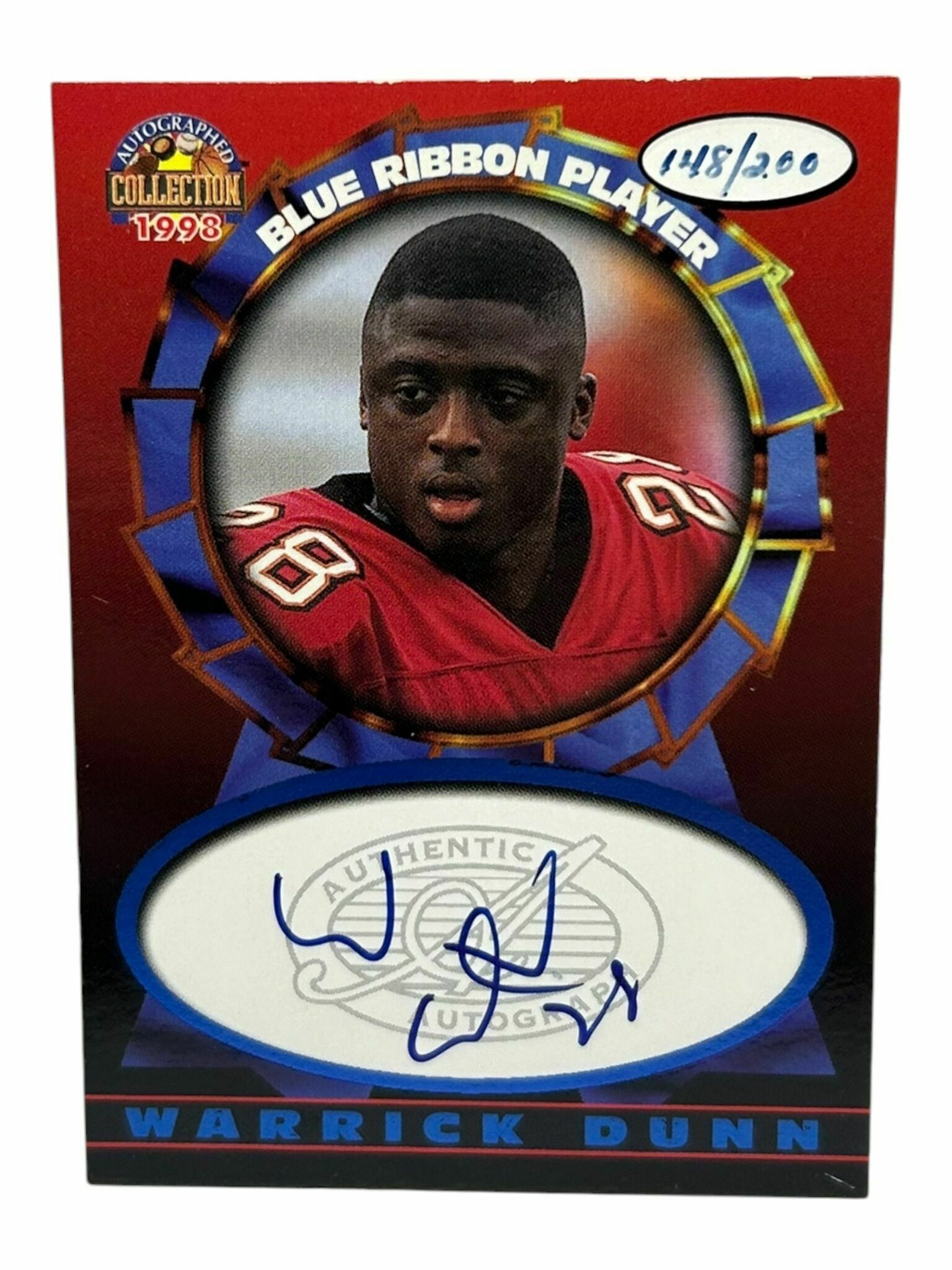 Warrick Dunn 1997 Score Board Football Blue Ribbon Player Autograph Collection /200 Rookie Trading Card