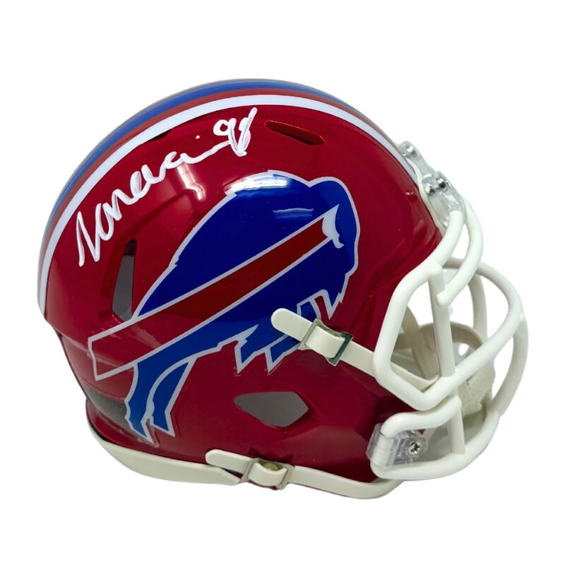TJ Sanders Signed Buffalo Bills Red Throwback Speed Mini Helmet