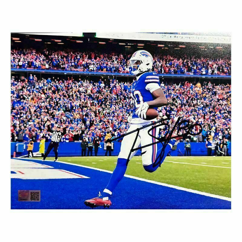 Tyrell Shavers Signed Reaching End Zone vs Jets 8x10 Photo