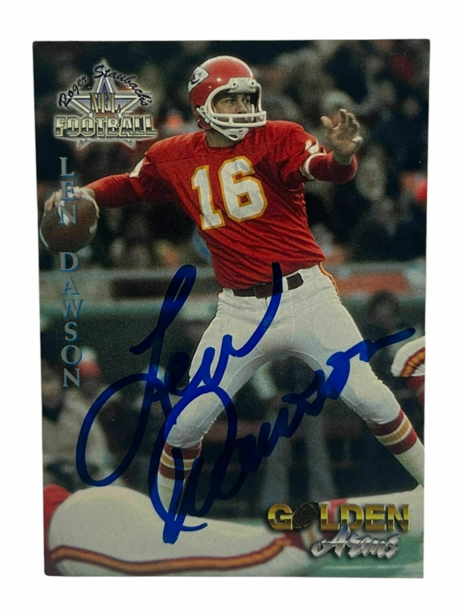 Len Dawson 1994 Roger Staubauch's NFL Football Golden Arms On-Card Autograph Trading Card - JSA Authentic