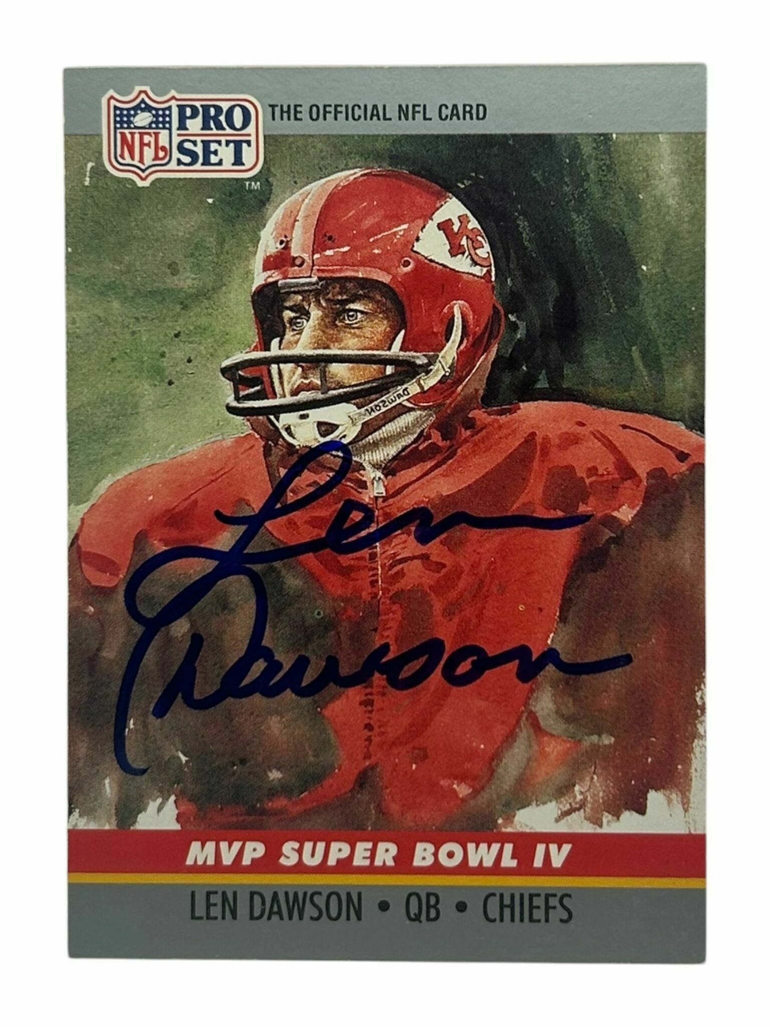 Len Dawson 1990 Pro Set Football MVP Super Bowl IV Portrait On-Card Autograph Trading Card - JSA Authentic