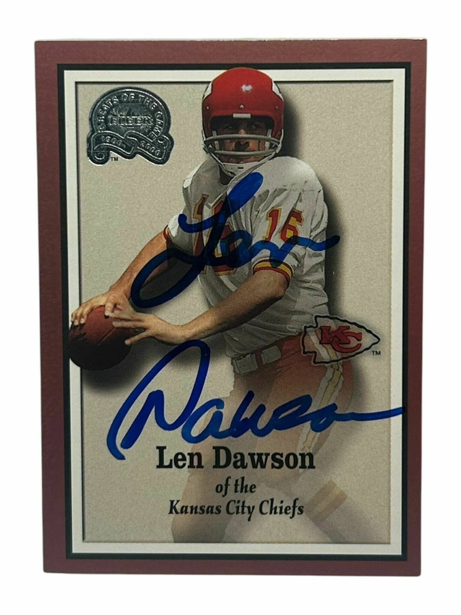 Len Dawson 2000 Fleer Football Greats Of the Game On-Card Autograph Trading Card - JSA Authentic