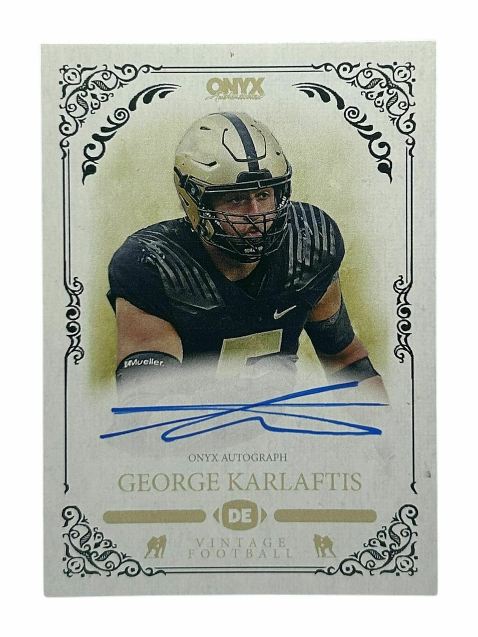 George Karlaftis 2022 Onyx Vintage Football On-Card Autograph Rookie Trading Card