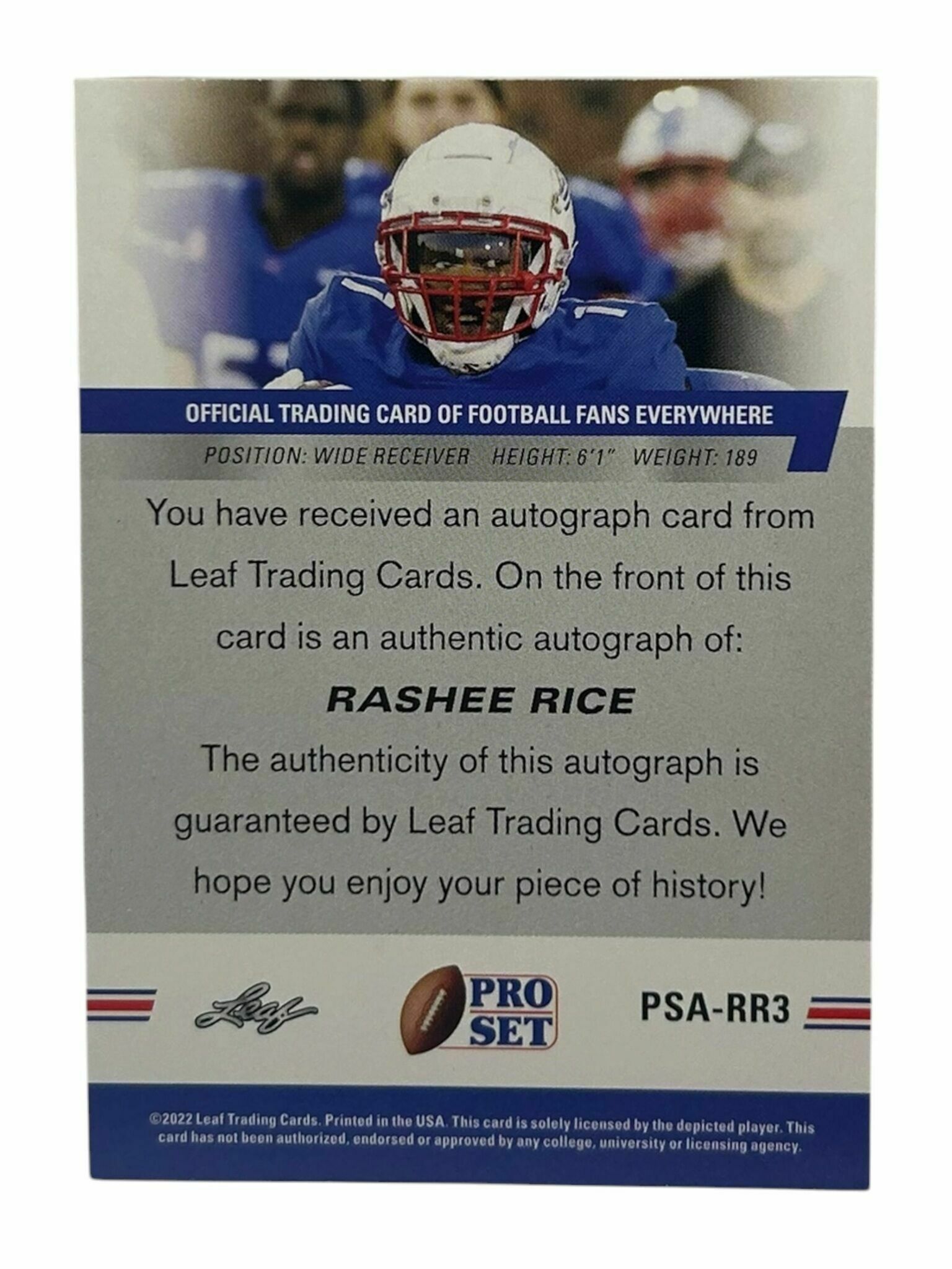 Rashee Rice 2022 Leaf Pro Set Football Silver Autograph Rookie Trading Card