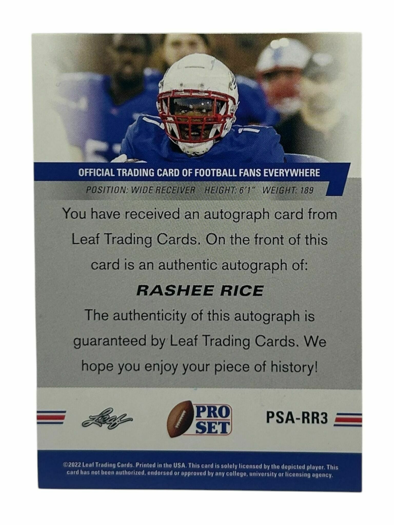 Rashee Rice 2022 Leaf Pro Set Football Red Autograph Rookie Trading Card