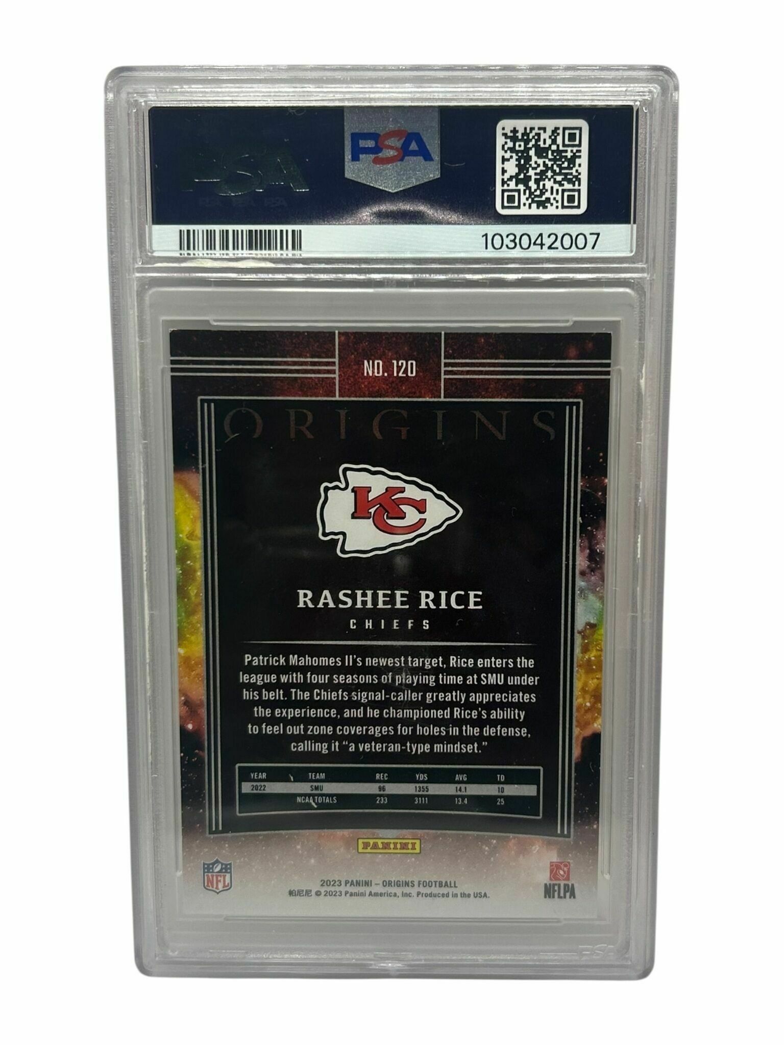 Rashee Rice 2023 Panini Origins Football Holo Red /299 Rookie Trading Card - PSA Grade 8 NM