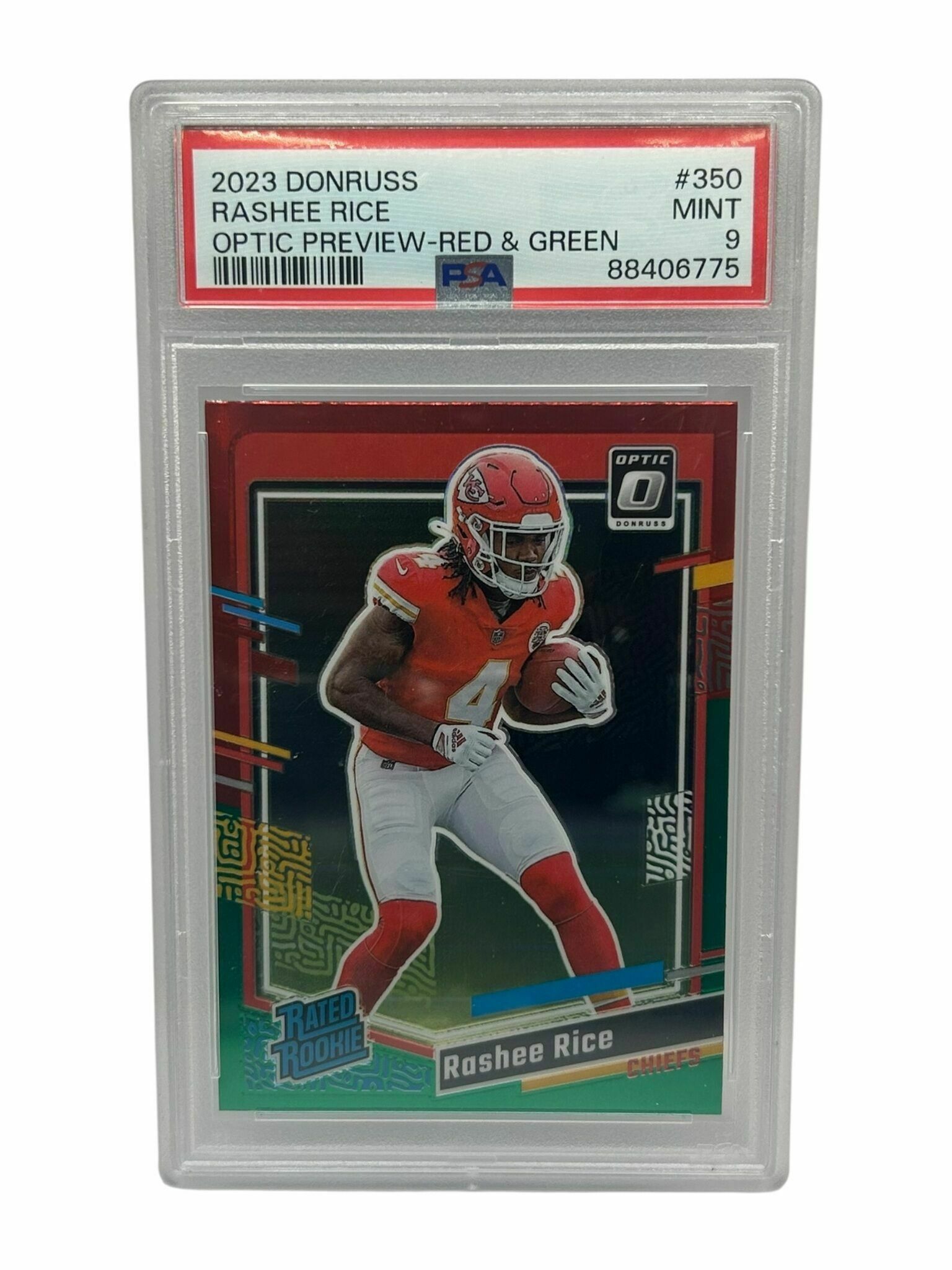 Rashee Rice 2023 Panini Donruss Football Optic Preview Red & Green Rated Rookie Trading Card - PSA Grade 9 Mint