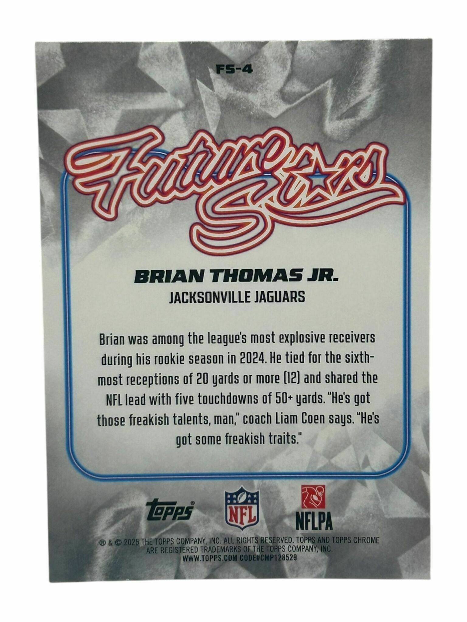 Brian Thomas Jr. 2025 Topps Chrome Football Future Stars Trading Card