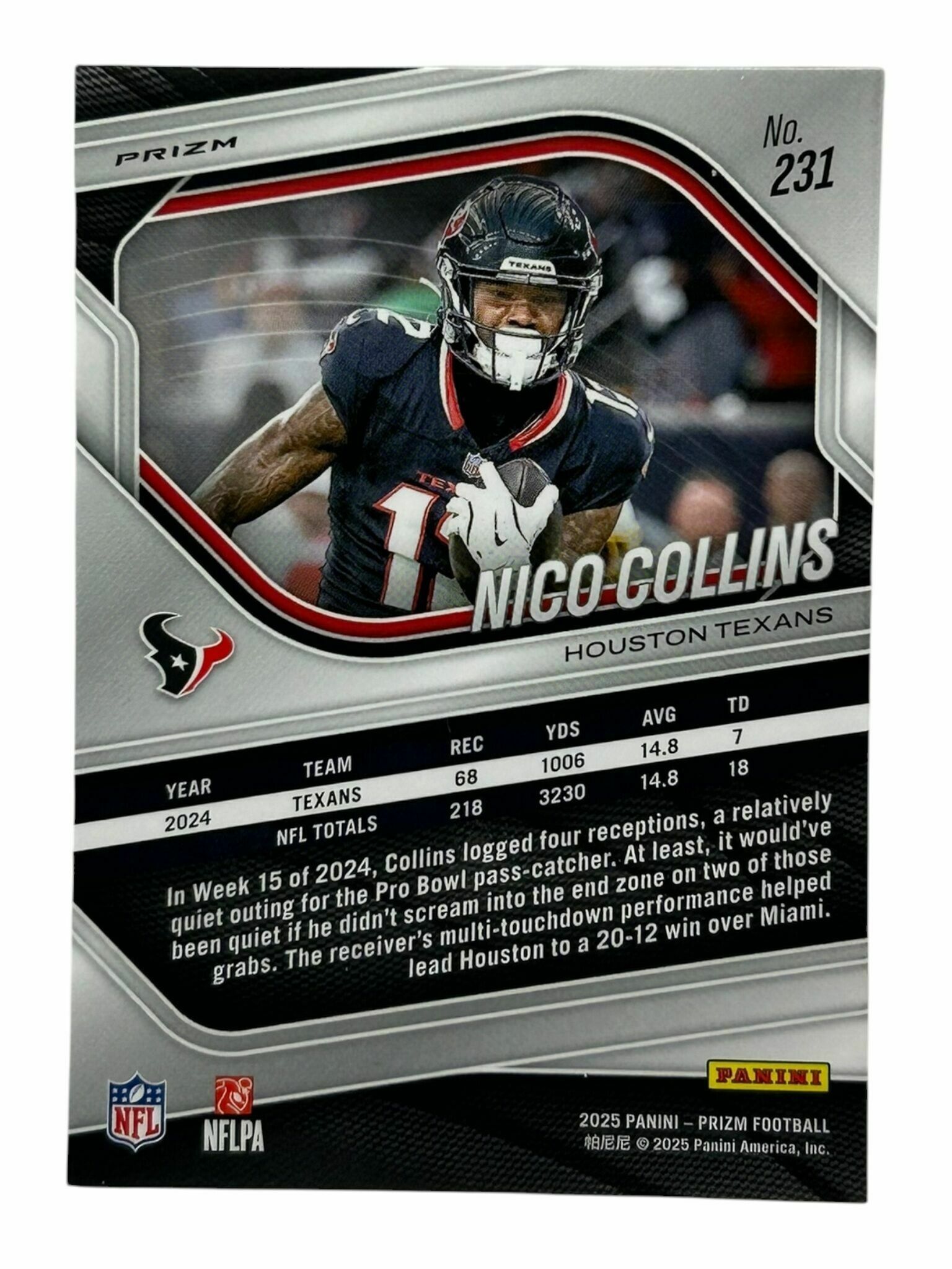 Nico Collins 2025 Panini Prizm Football Neon Green Pulsar Trading Card