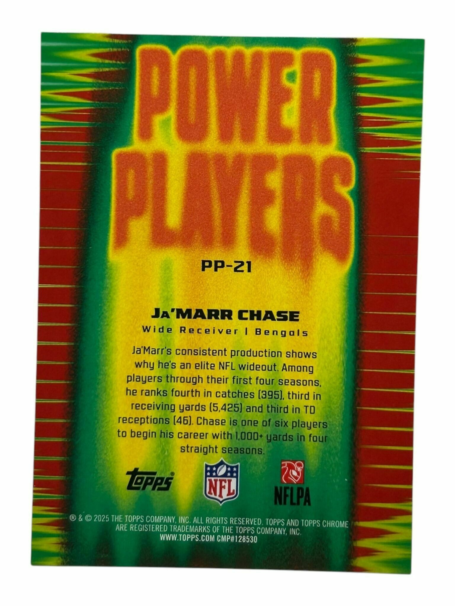 Ja'Marr Chase 2025 Topps Chrome Football Power Players Trading Card