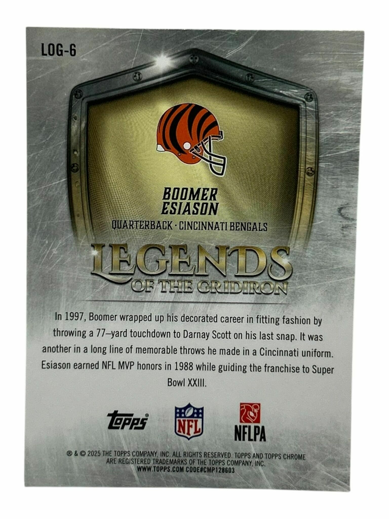 Boomer Esiason 2025 Topps Chrome Football Legends Of The Gridiron Trading Card