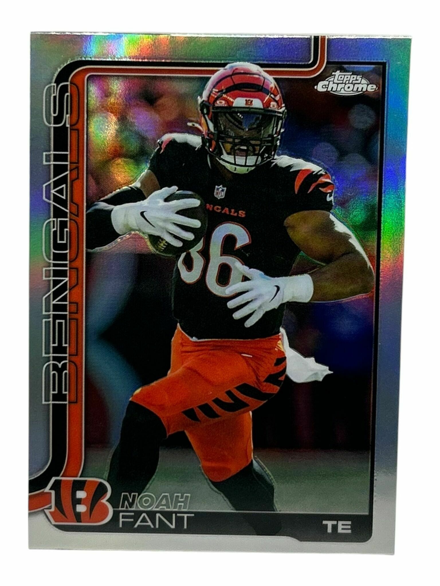 Noah Fant 2025 Topps Chrome Football Silver Holo Trading Card