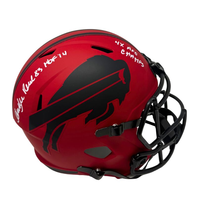 Andre Reed Signed Buffalo Bills Full Size RAVE Speed Replica Helmet with 'HOF 14' and '4X AFC Champs'