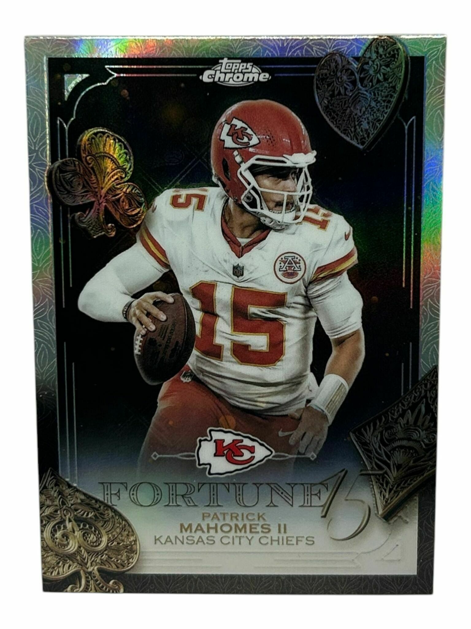Patrick Mahomes 2025 Topps Chrome Football Fortune 15 Holo Silver Trading Card