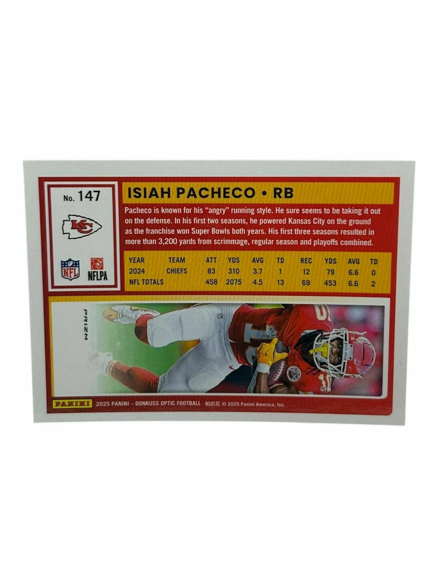 Isiah Pacheco 2025 Panini Donruss Optic Football Stars Prizm Trading Card