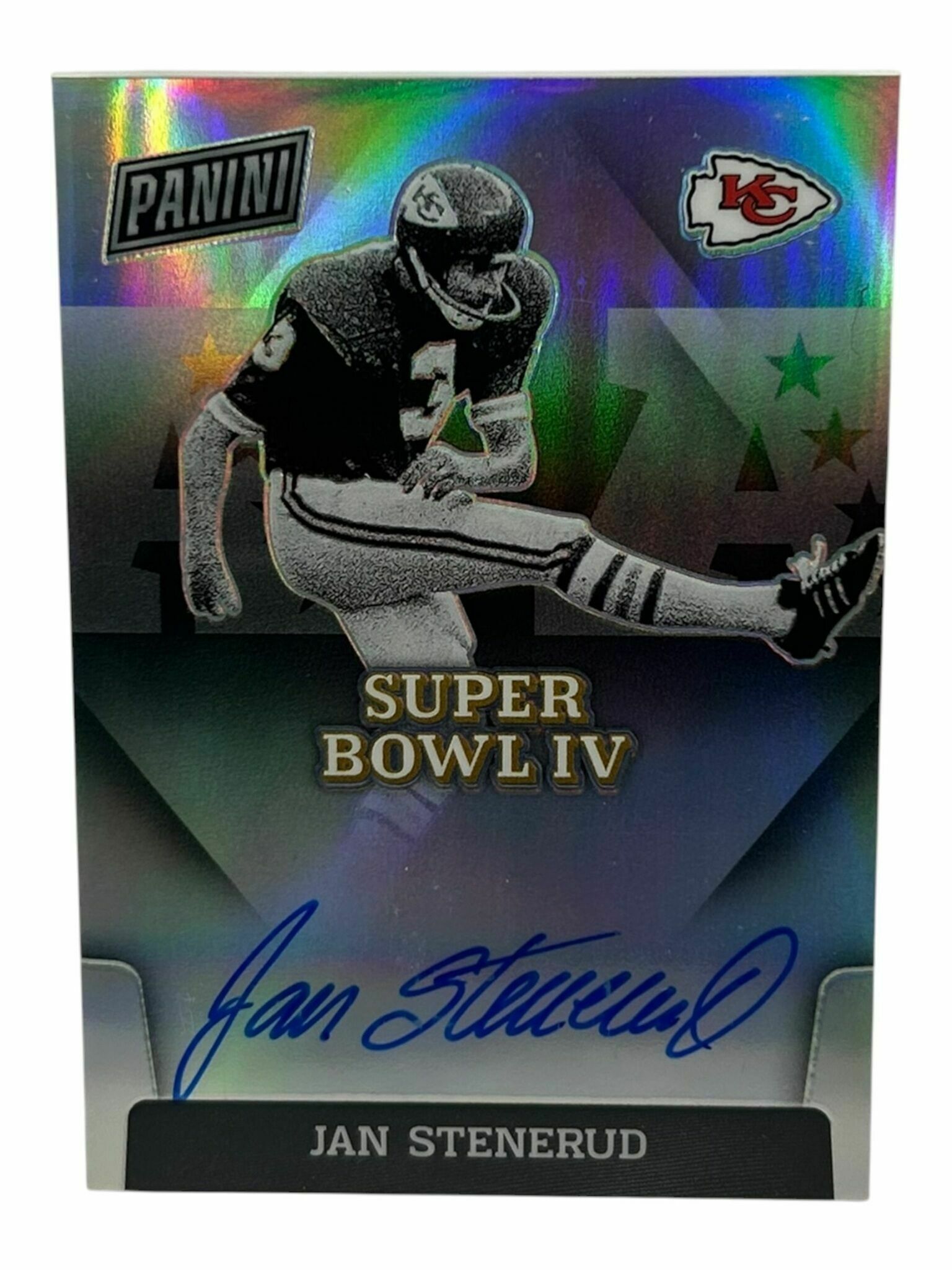 Jan Stenerud 2020 Panini Football Super Bowl IV On-Card Autograph Prizm Trading Card