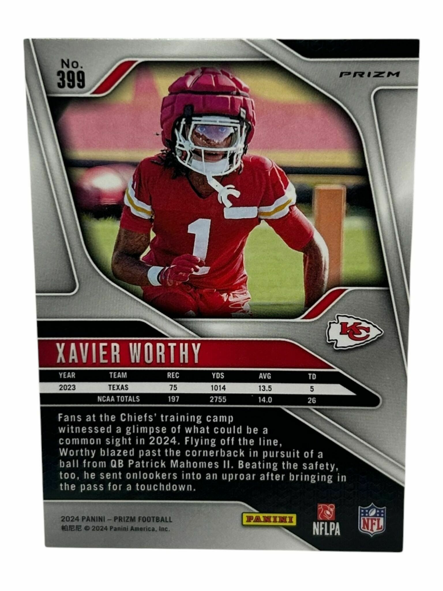 Xavier Worthy 2024 Panini Prizm Football Orange Disco Prizm Rookie Trading Card