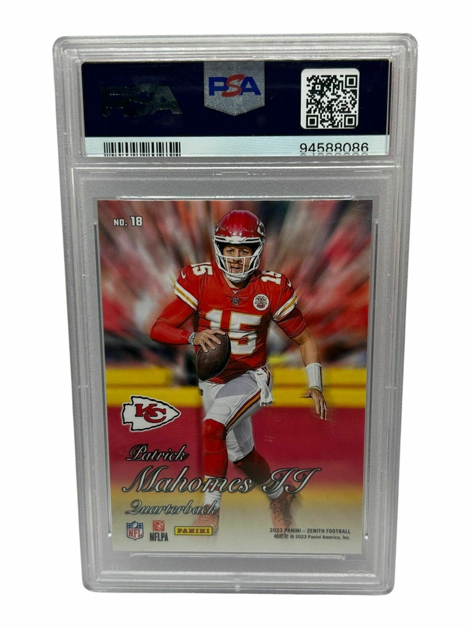 Patrick Mahomes 2023 Panini Zenith Football 1994 Pacific Blue Prizm Trading Card - PSA Grade 9 Mint