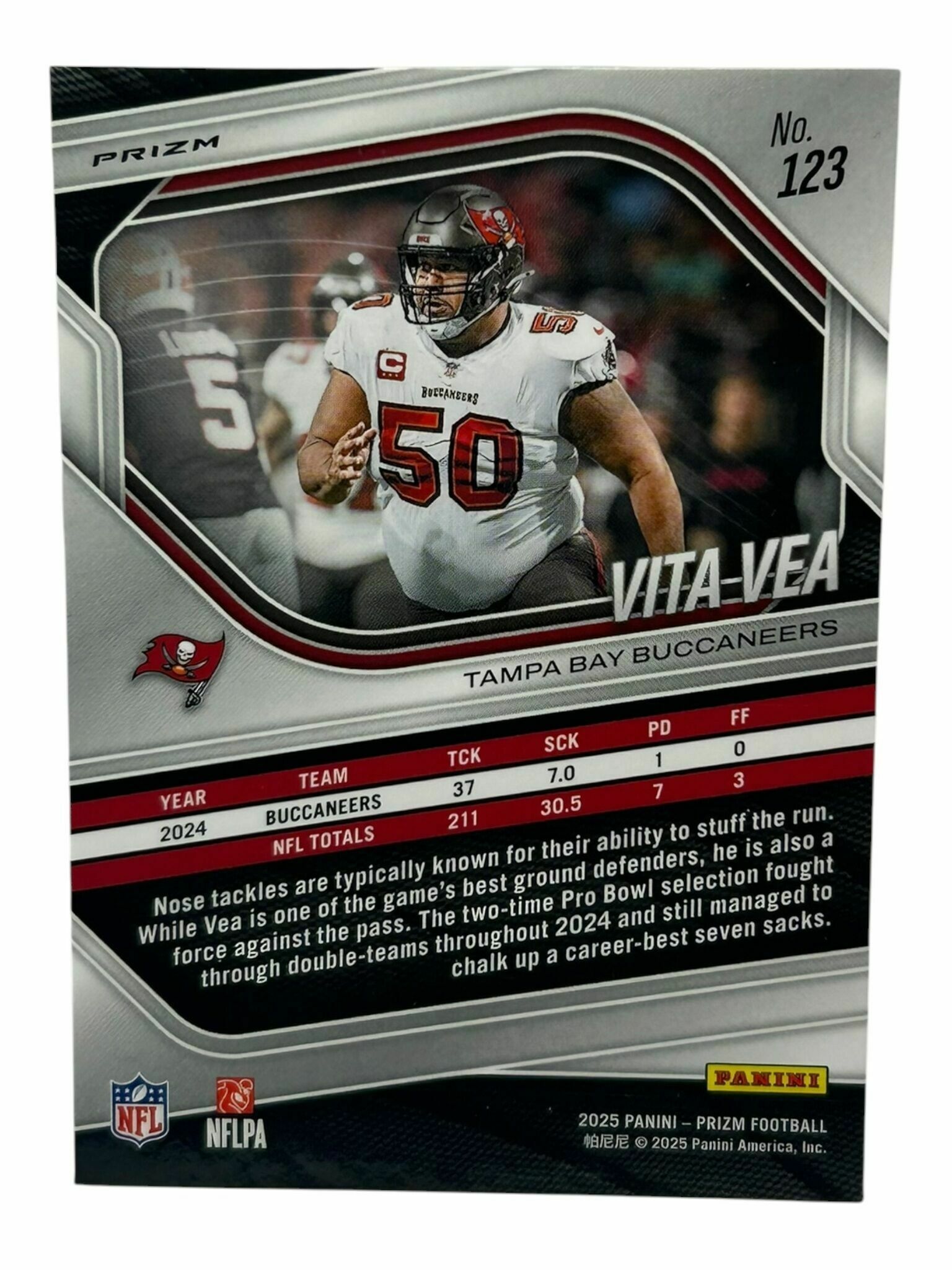 Vita Vea 2025 Panini Prizm Football White Disco No-Huddle Prizm Trading Card