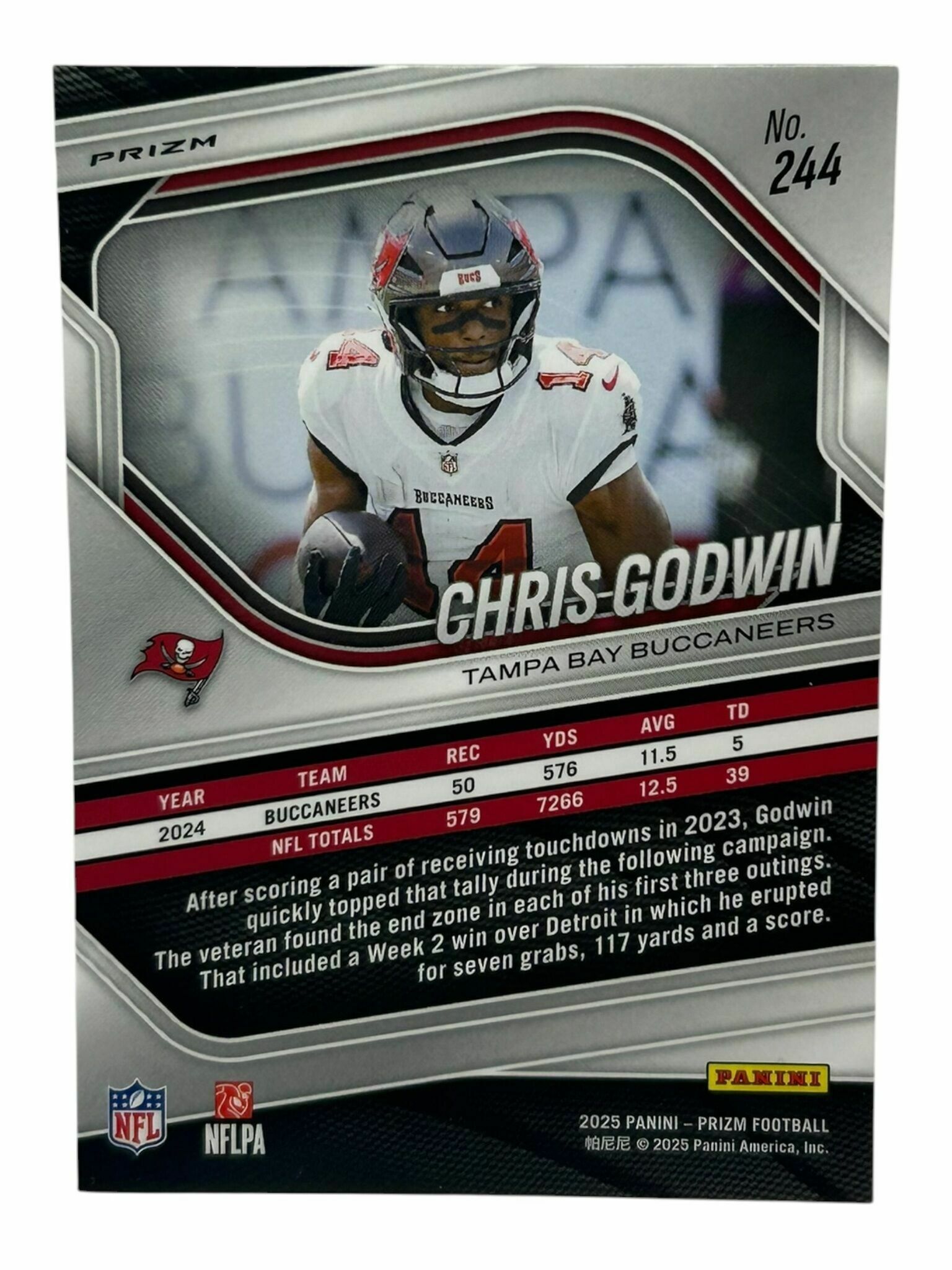 Chris Godwin 2025 Panini Prizm Football Silver Lazer Prizm Trading Card