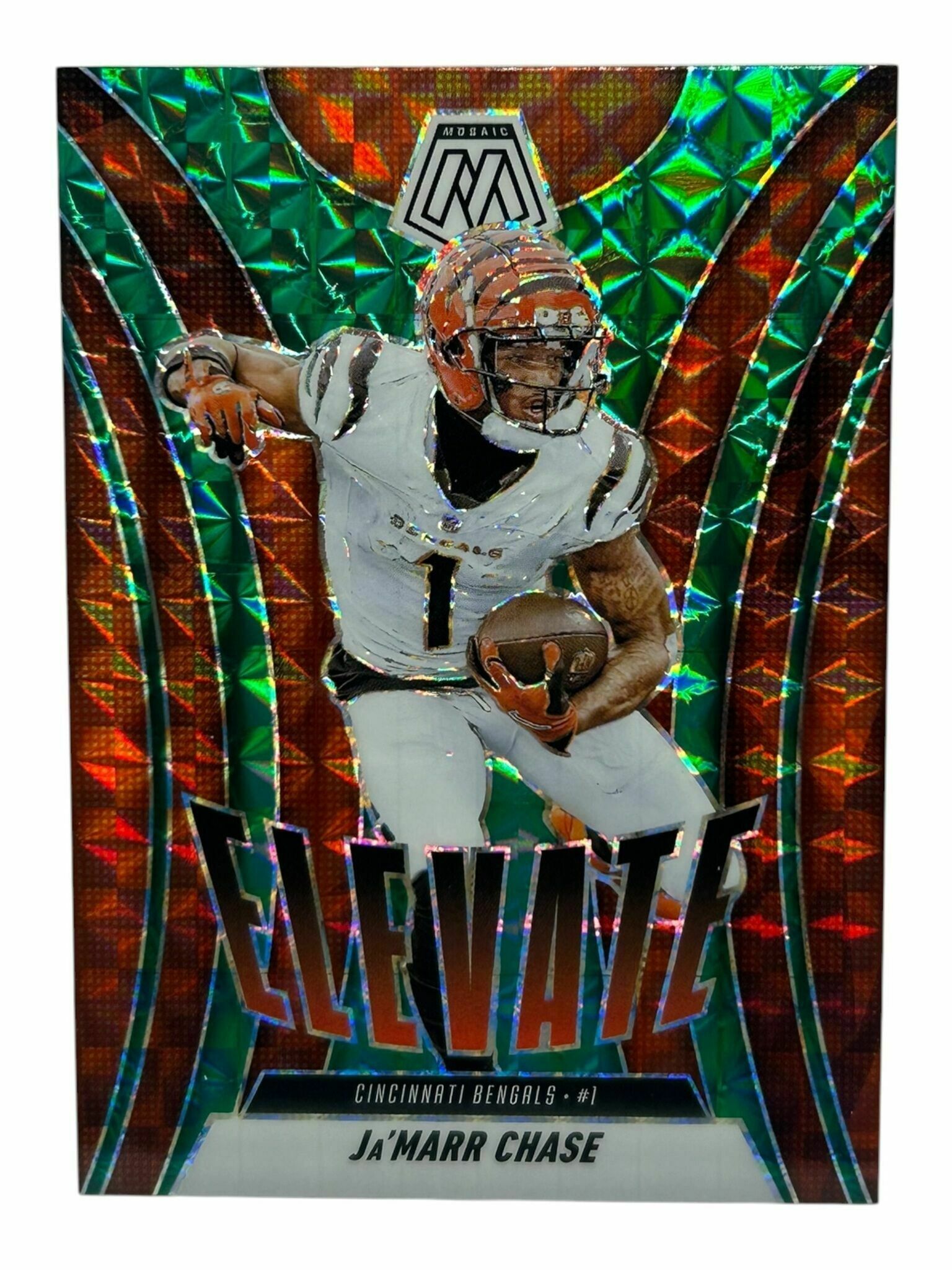 Ja'Marr Chase 2025 Panini Mosaic Football Elevate Green Mosaic Prizm Trading Card