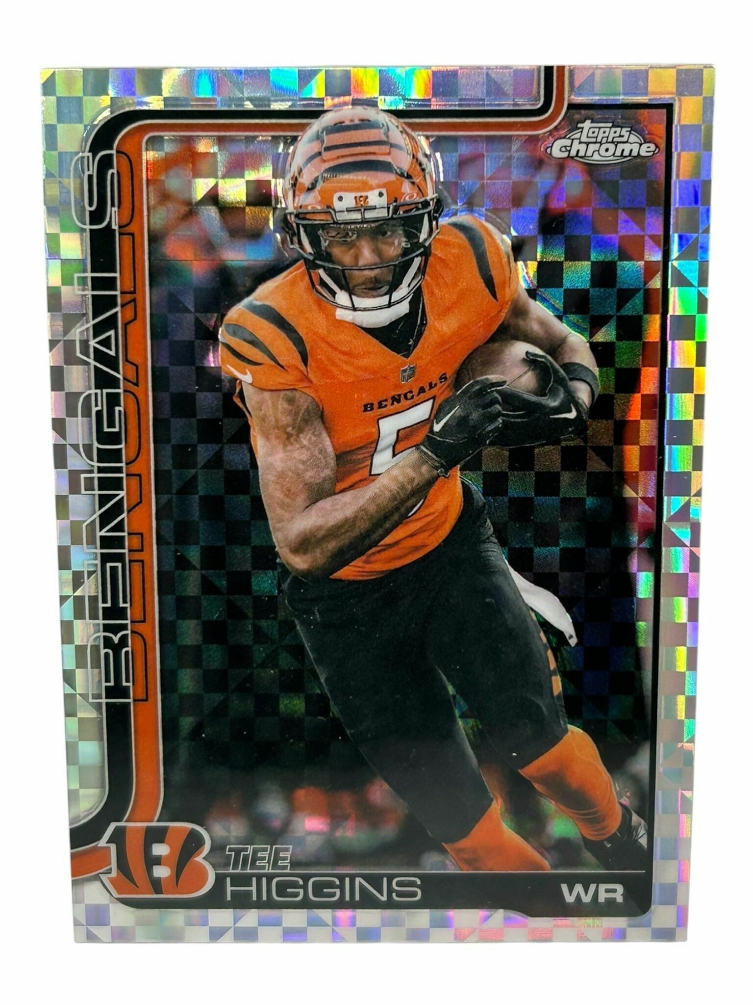 Tee Higgins 2025 Topps Chrome Football Silver X-Fractor Holo Trading Card