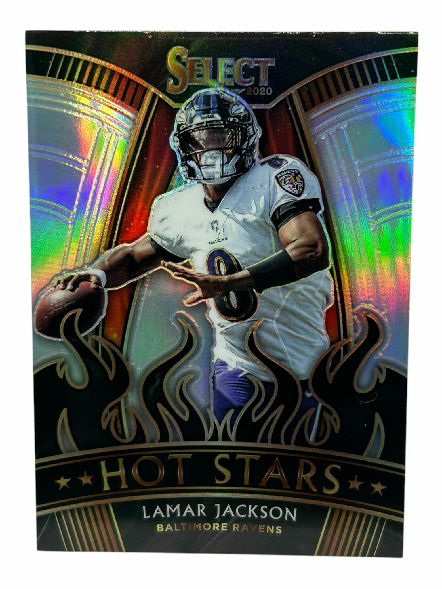 Lamar Jackson 2020 Panini Select Football Hot Stars Silver Prizm Trading Card