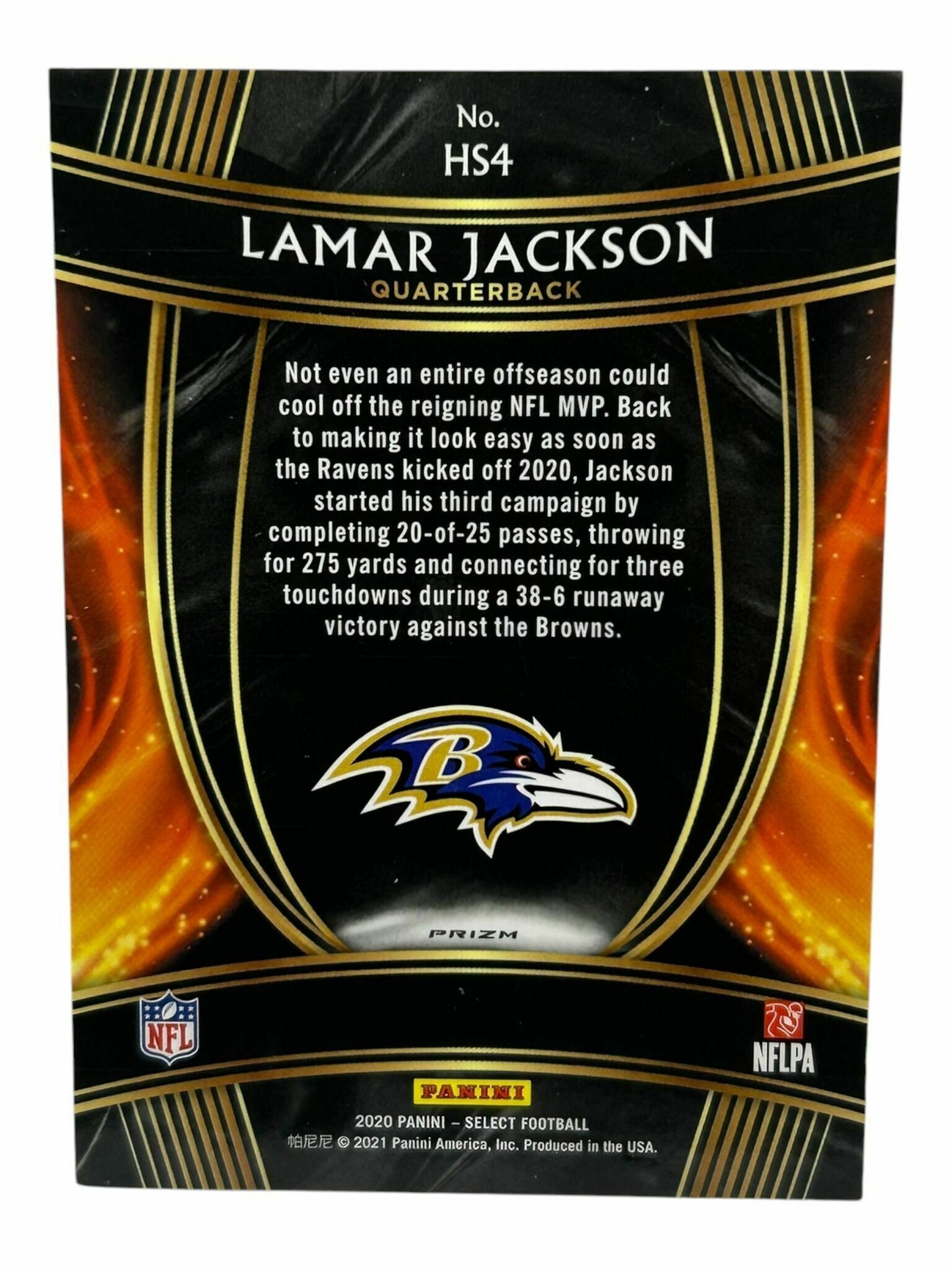 Lamar Jackson 2020 Panini Select Football Hot Stars Silver Prizm Trading Card