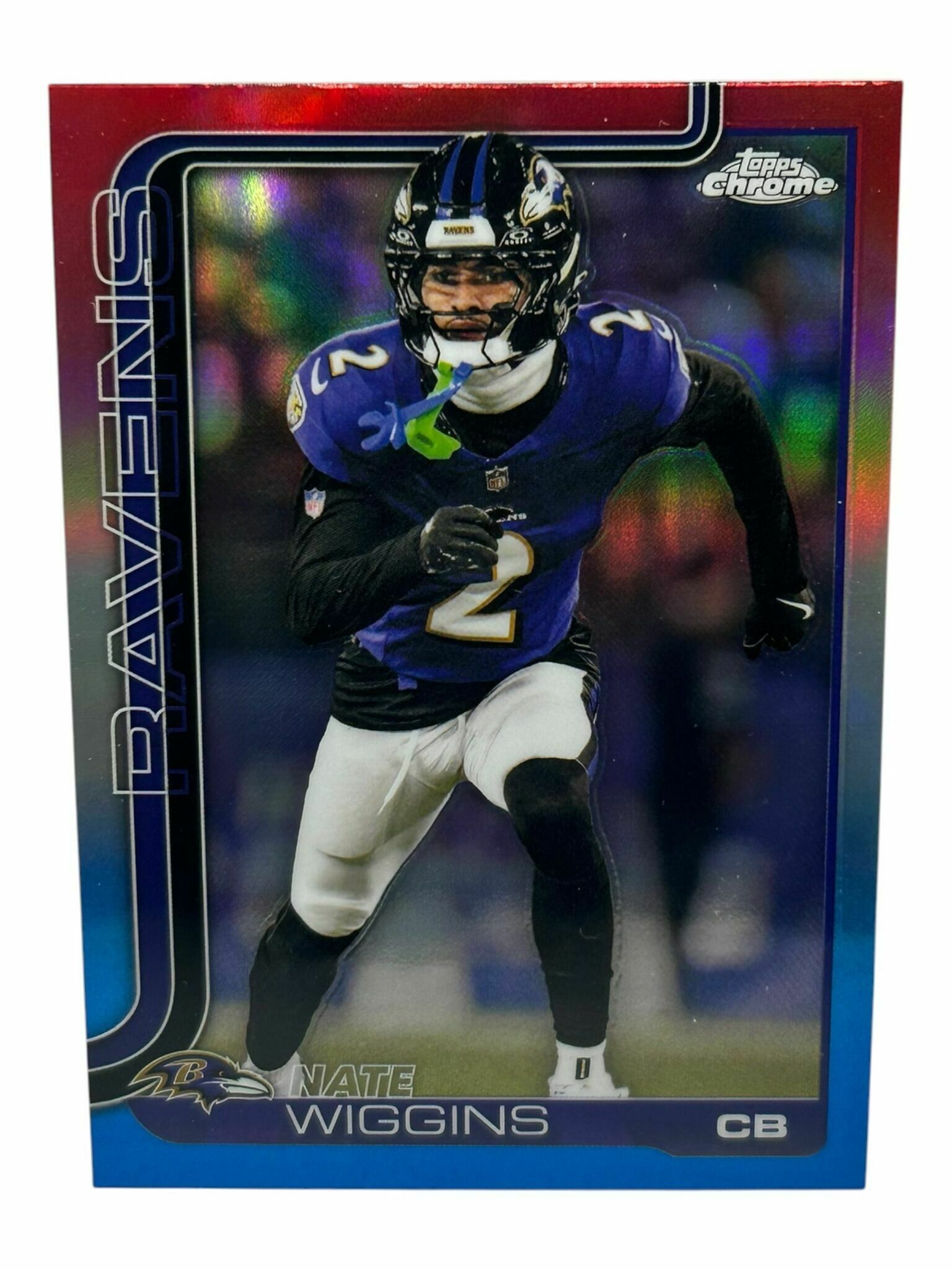 Nate Wiggins 2025 Topps Chrome Football Red, White & Blue Holo Trading Card