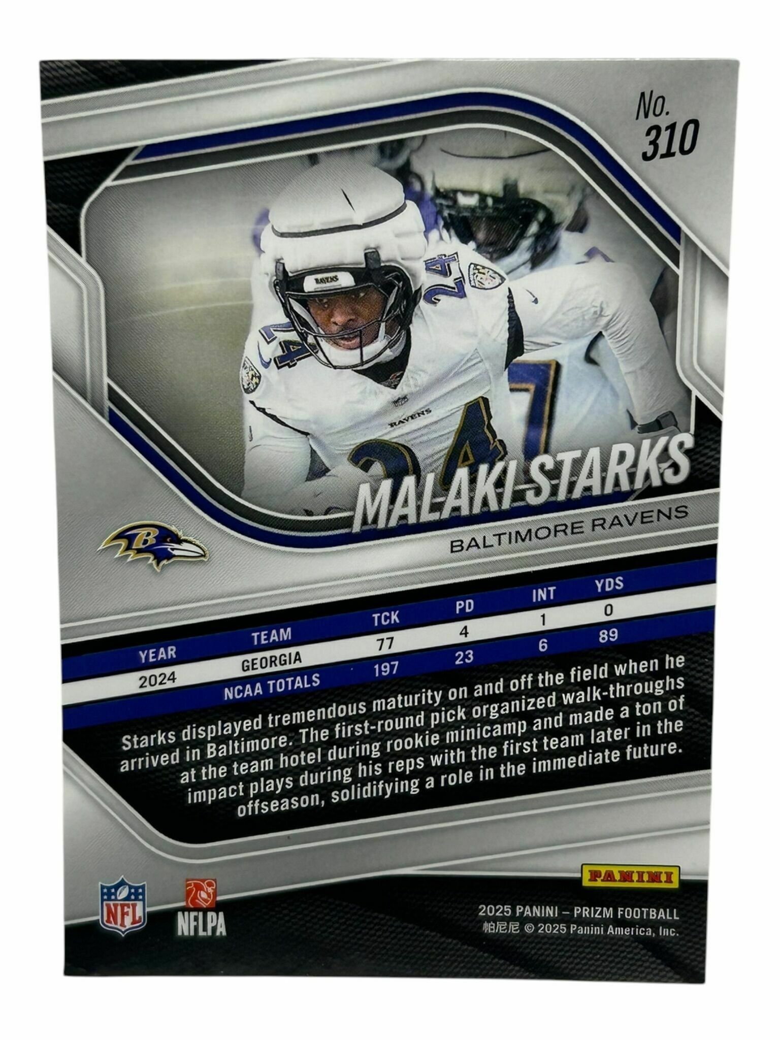 Malaki Starks 2025 Panini Prizm Football Rookie Trading Card