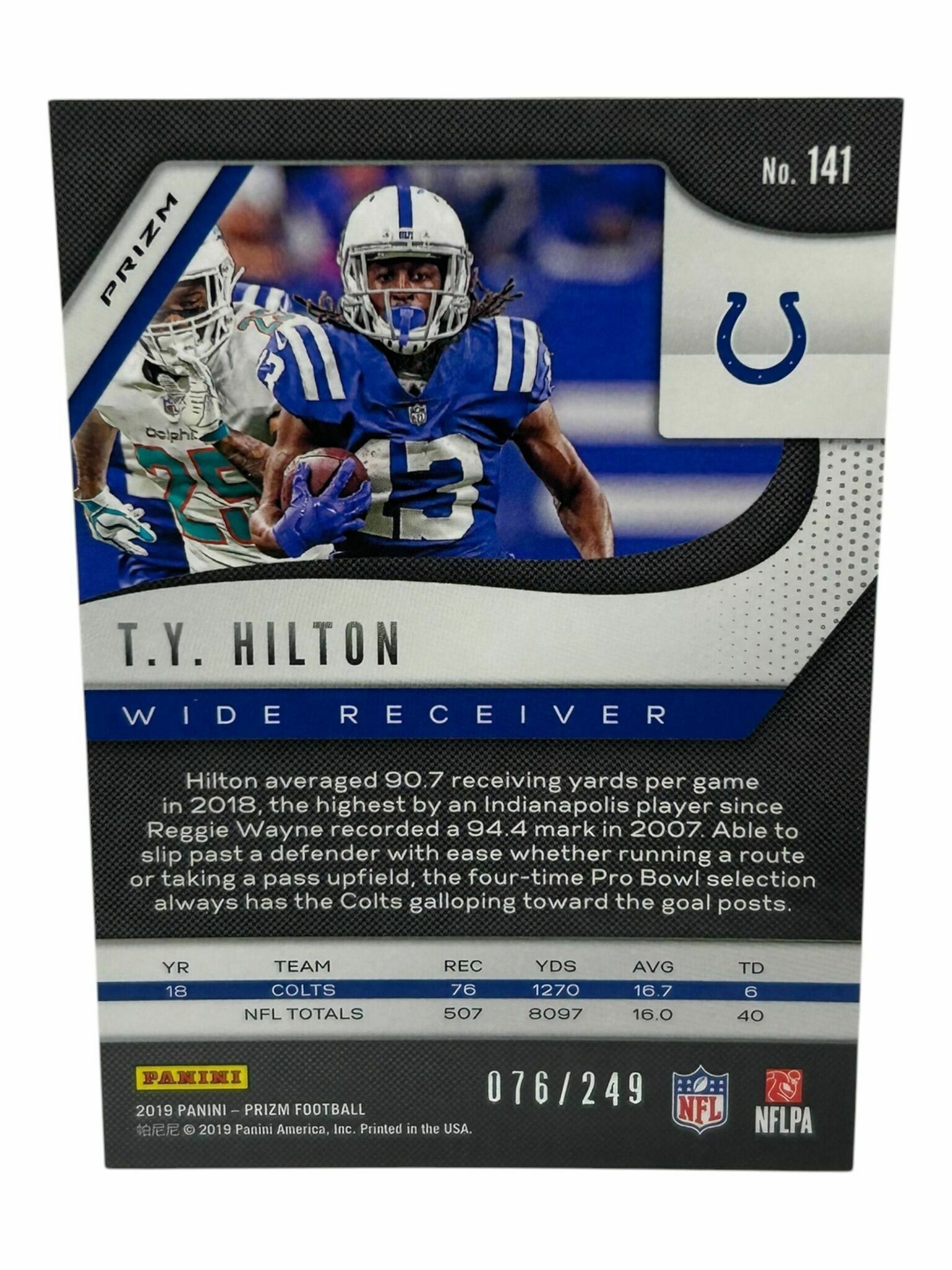 T.Y. Hilton 2019 Panini Prizm Football Orange Prizm /249 Trading Card